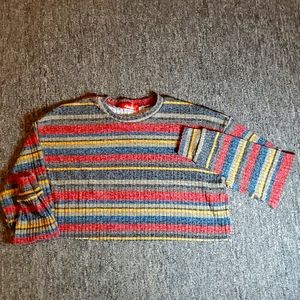 Rainbow Striped Long-Sleeve Crop Top
